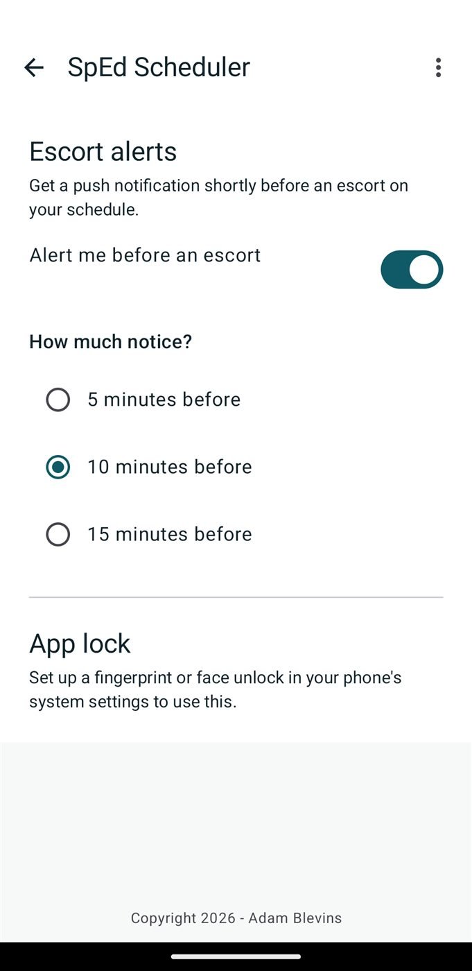 SPED Scheduler screenshot 1