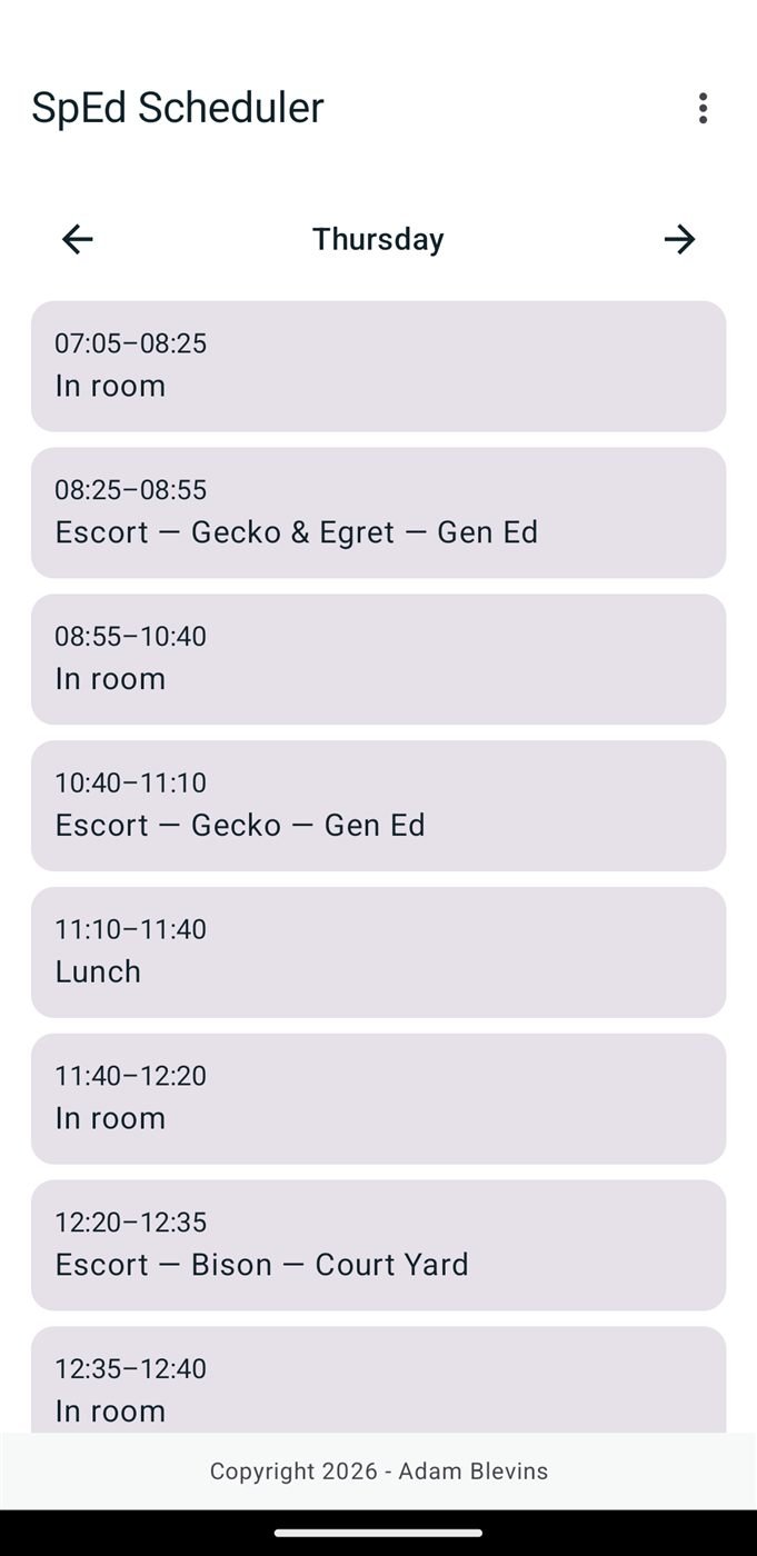 SPED Scheduler screenshot 3