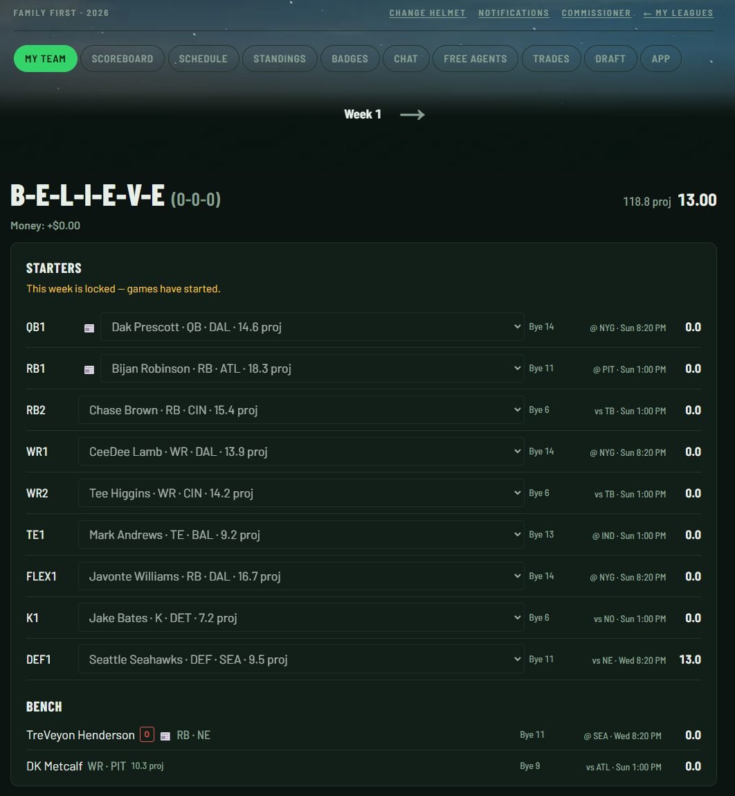Ultimate Fantasy web app screenshot 2